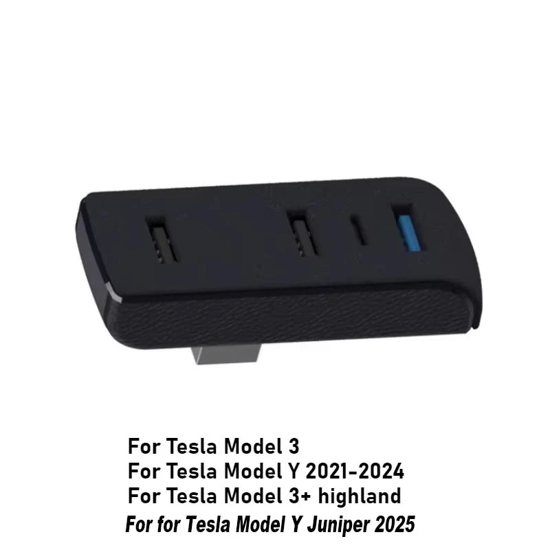 4-in-1 USB Extender Charger Upgrade Data Transfer Glove Box Docking Station for Tesla Model 3 Y 3+ Y Juniper USB Hub Ports Car