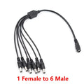 5.5x 2.1mm 1 to 2/3/4/5/6/8 Way DC Power Splitter Cable 5V 12V 24V Power Adapter Connector Cord for LED Strip Lights CCTV Camera