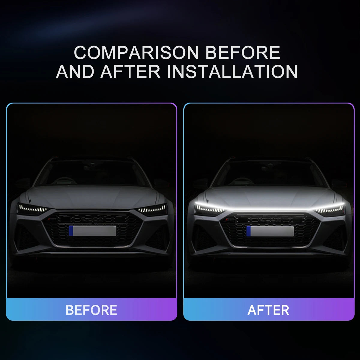 LED Car Hood Decorative Light Strip Start Scan Dynamic Ambie