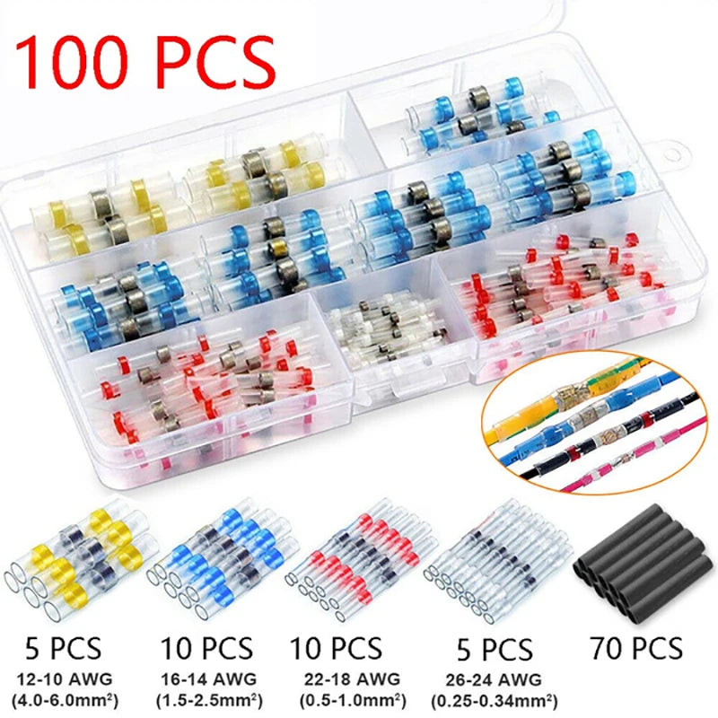 800Pcs Solder Seal Wire Connectors Kit Heat Shrink Butt Electrical Wire Terminal Nest