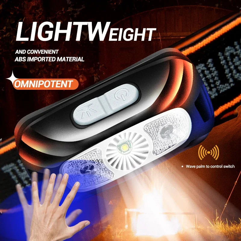 Mini Rechargeable Powerful Sensor Headlamp Fishing Camping U