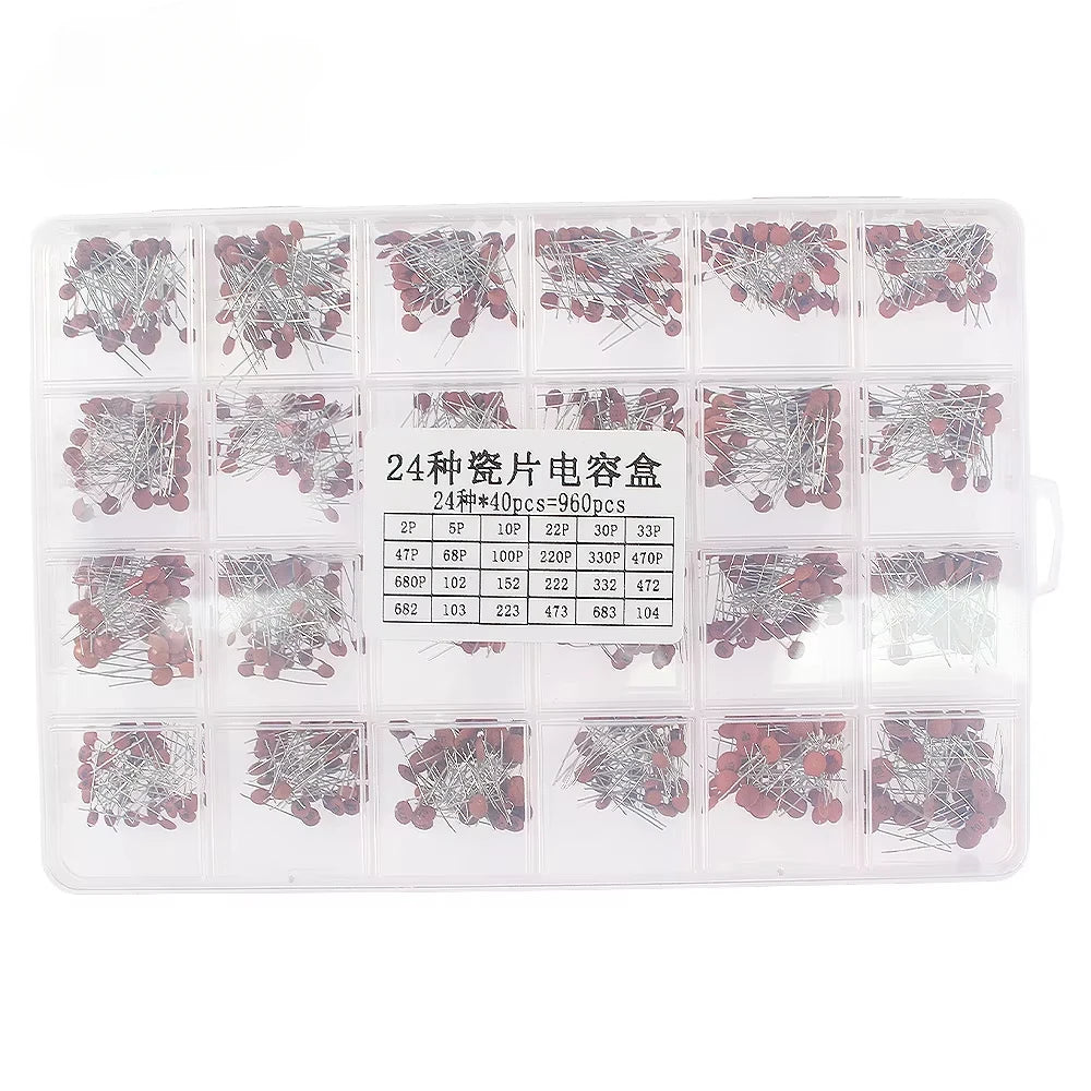300pcs/960pcs Ceramic Capacitor Set 50V 2pF-0.1uF Electronic