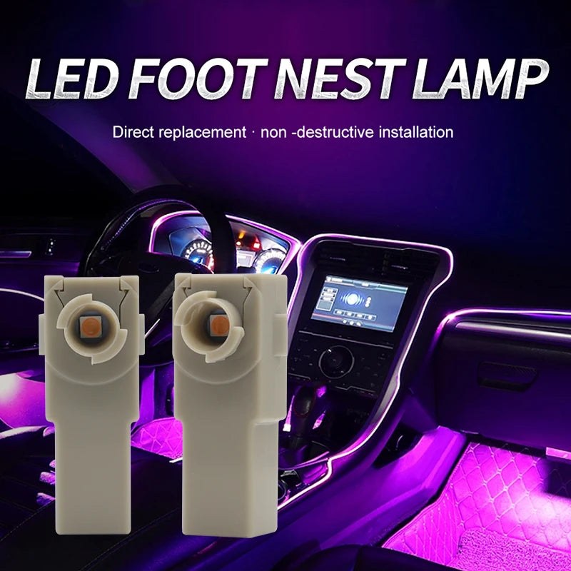 2Pcs Car Interior LED Light Foot Ambient Lamp Indoor Footwel