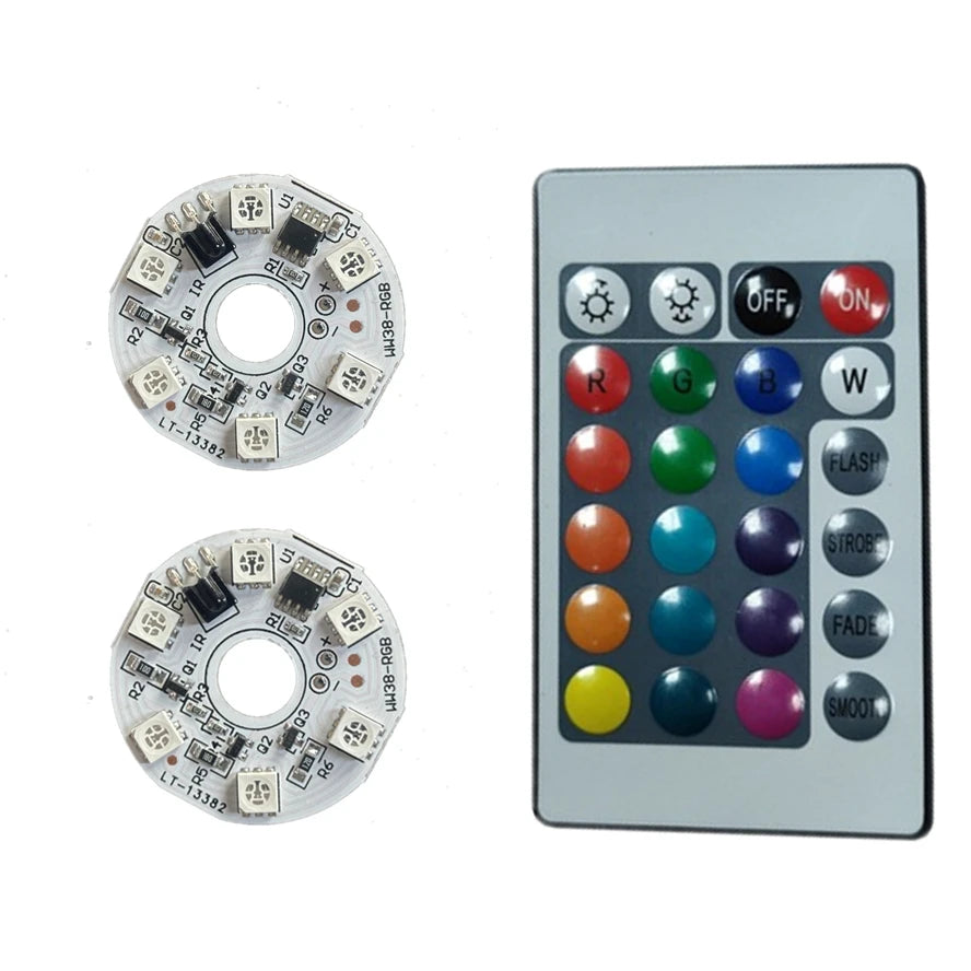 10 1PCS 5V RGB LED Lights Plate Linkage Control Colorful Source Wireless Remote Car Interior Ambient Light LED Beads COB Chip
