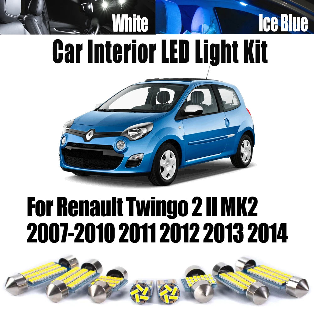 11-Piece LED Interior Light Kit for Renault MK2 2007-2011 - Canbus Error-Free Interior Bulbs
