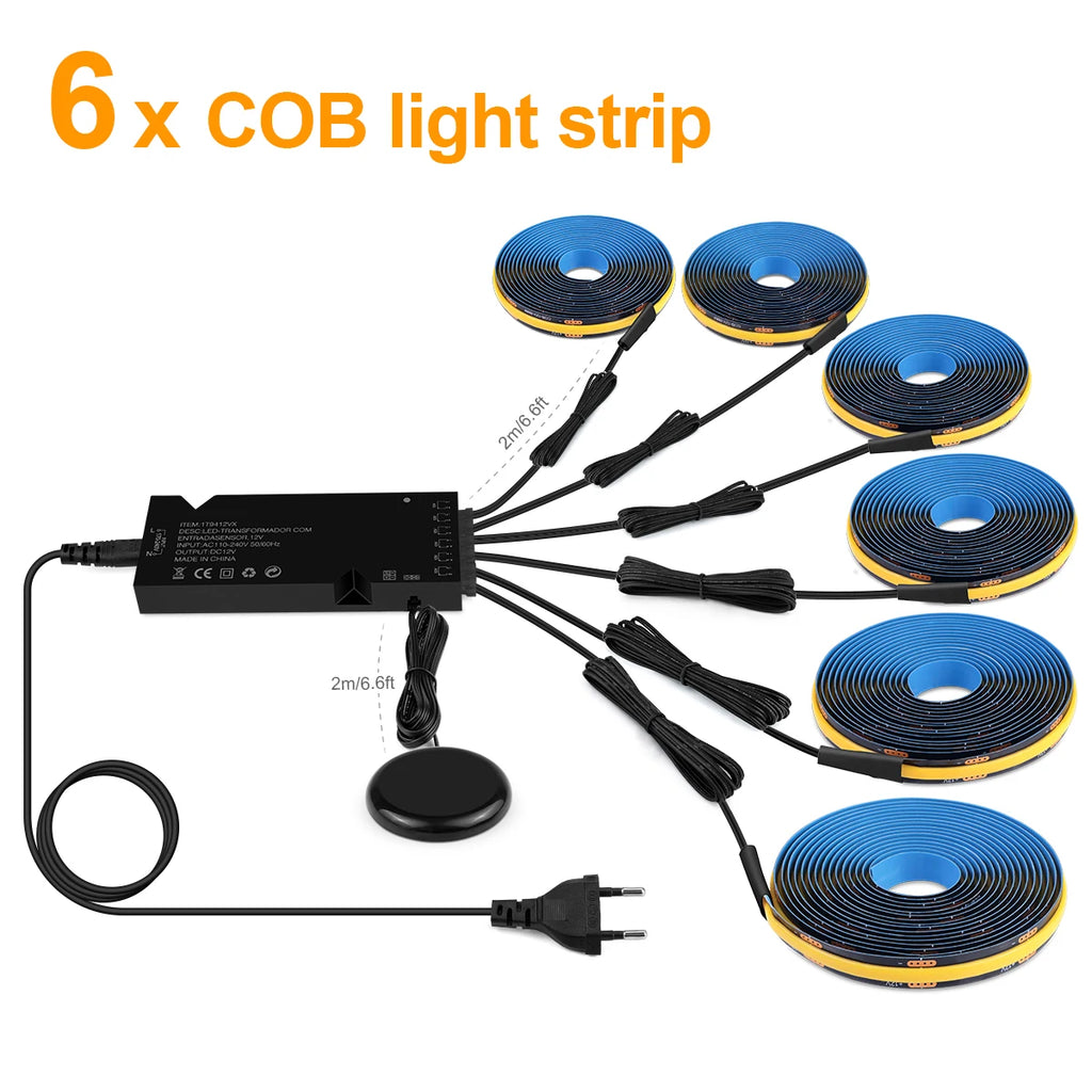 12V Acoustic Wall Panel Decor Lamp More Covert Dimmable Black PCB COB Light Strip With Touch Swtich For TV Cabinet Backlight