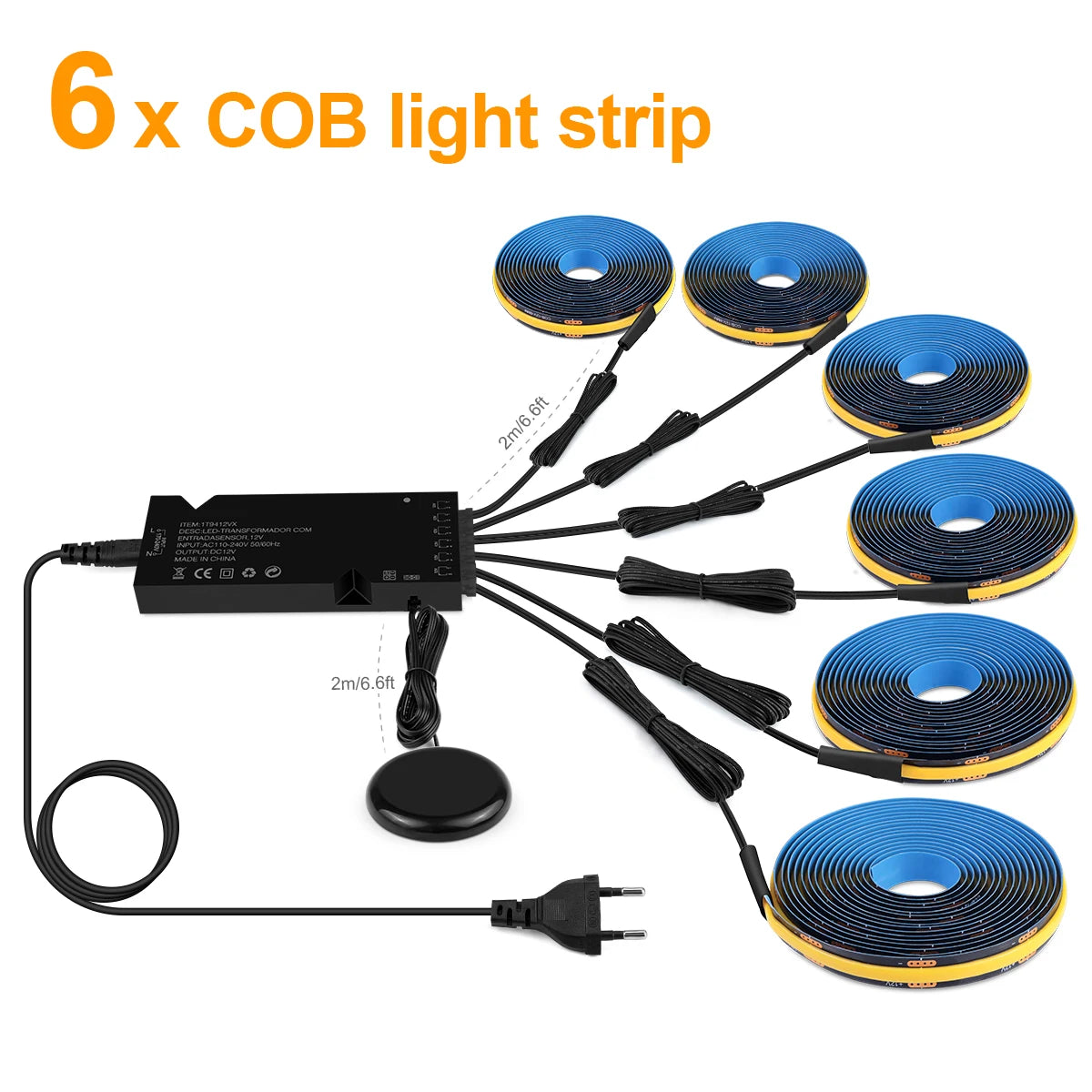 12V Acoustic Wall Panel Decor Lamp More Covert Dimmable Black PCB COB Light Strip With Touch Swtich For TV Cabinet Backlight