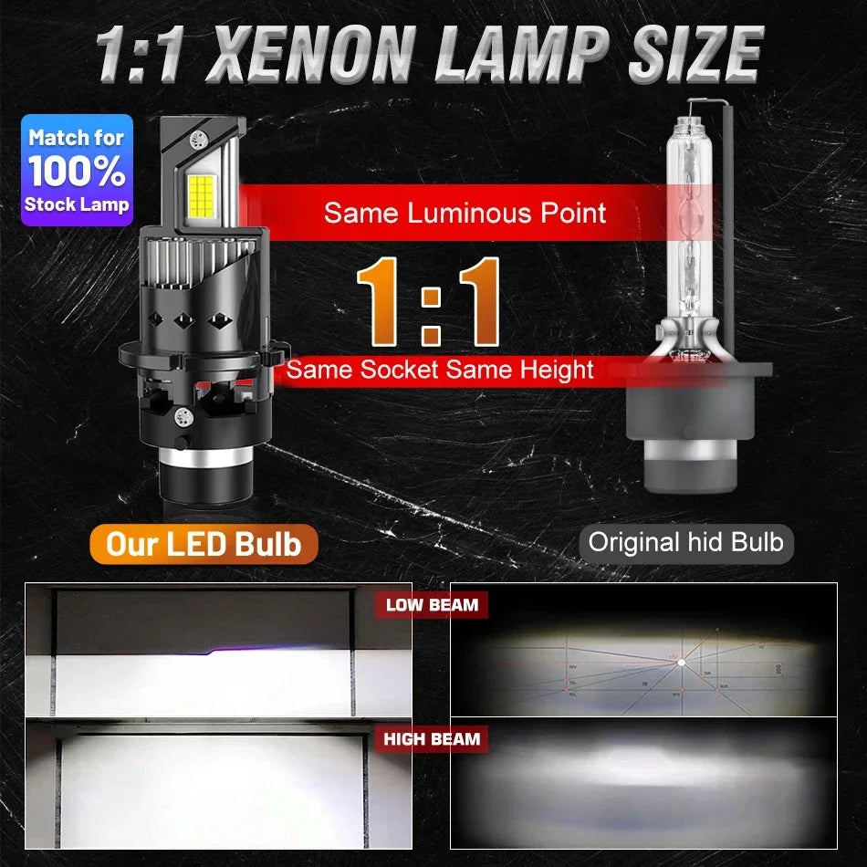 2pcs Car LED Headlight Bulbs D2S D4S 300W 30000LM 6000K D1S 