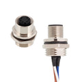 30cm Wires M12 Male Front Female Back Panel Mount Connector 