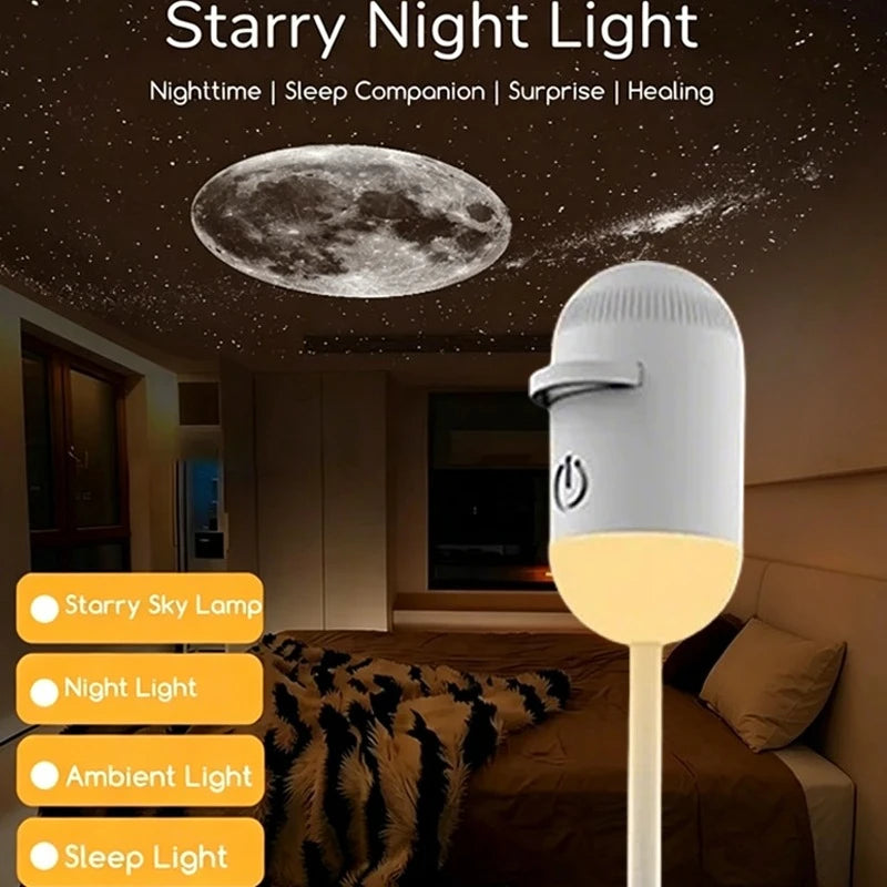 2 In 1 Usb Mini Galaxy Star Projector Night Light 12 Films S
