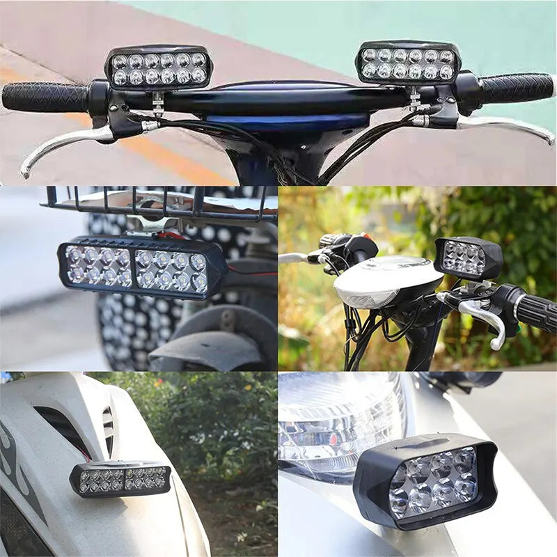 Motorcycle Headlight 8/12/16 LED Driving Lights Waterproof A
