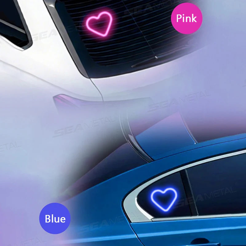 SEAMETAL Universal Car Solar Heart-shaped Light Car Window L