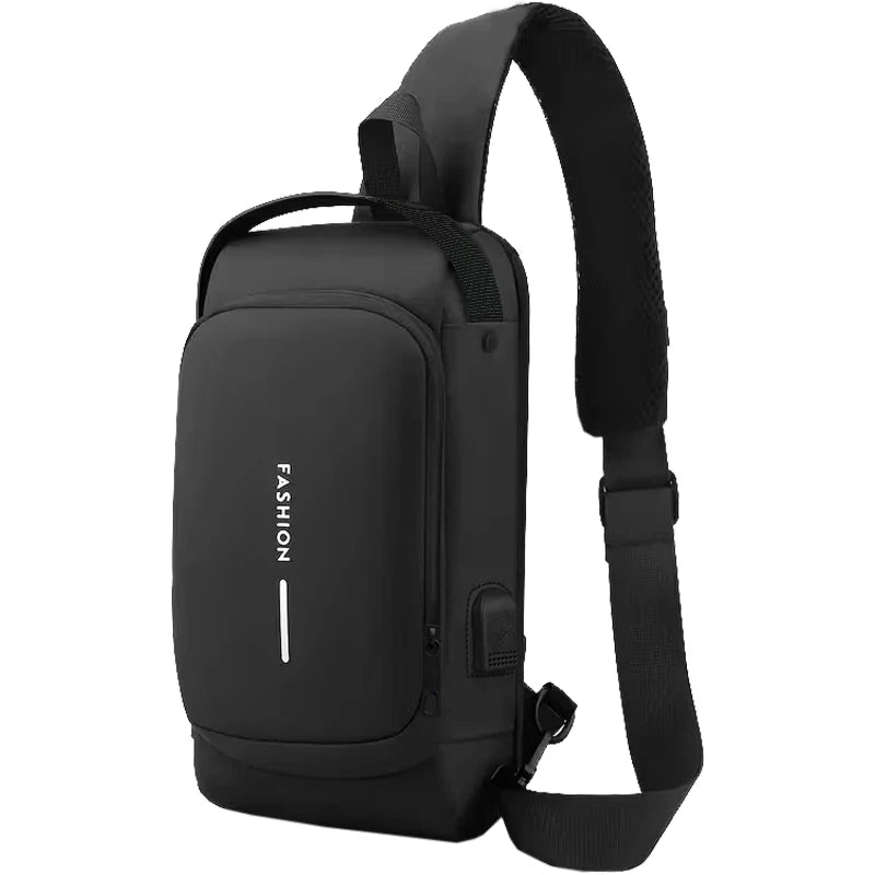 Men Anti-theft Sling Chest Bag With Password Lock USB Charging Port Waterproof Crossbody Backpack Casual Shoulder Bag for Daily