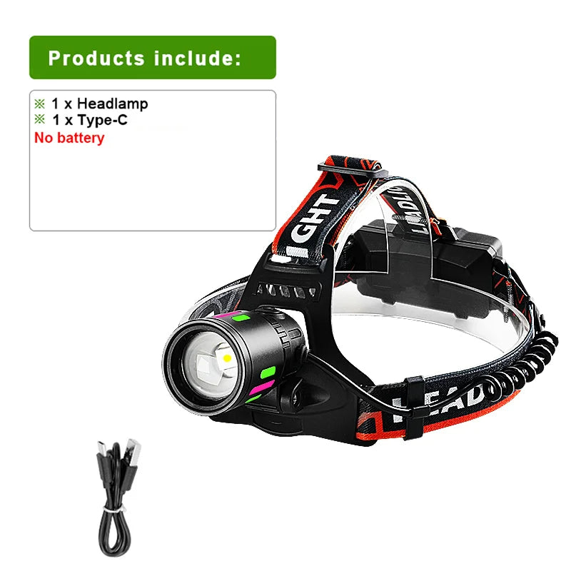 NEW 200000000LM High Power LED Headlight Ultra Bright Head Torch Long Range 5500M Head Flashlight 18650 Camping Fishing Lantern