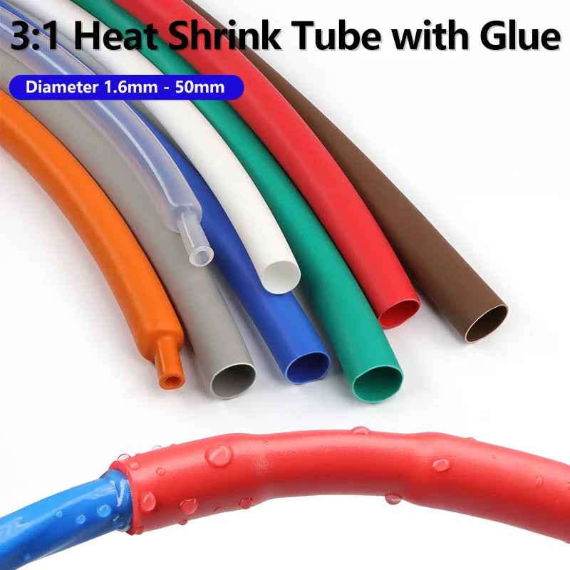 3Meters 3 1 Heat Shrink Tube With Glue Colorful 1.6-50mm Dua