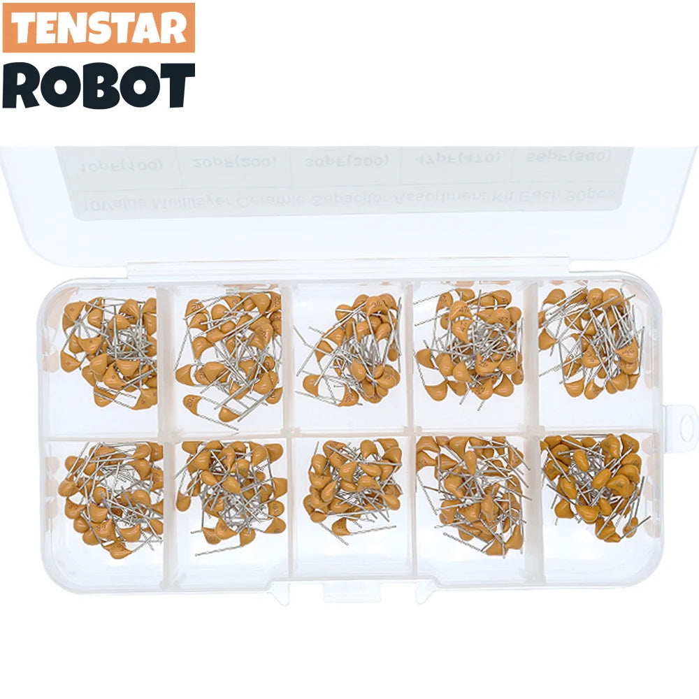 300pcs 10value 50v 10pf 20pf 30pf 47pf 56pf 68pf 100pf 1nf 1