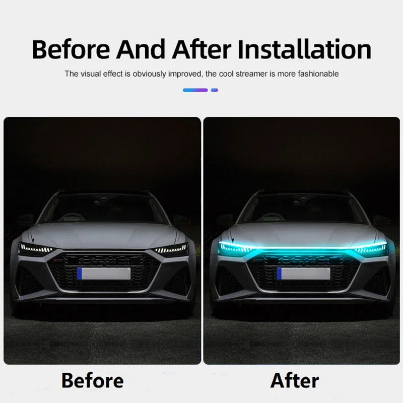 Dynamic Car LED Hood Light 12V Daytime Running Light Start-s