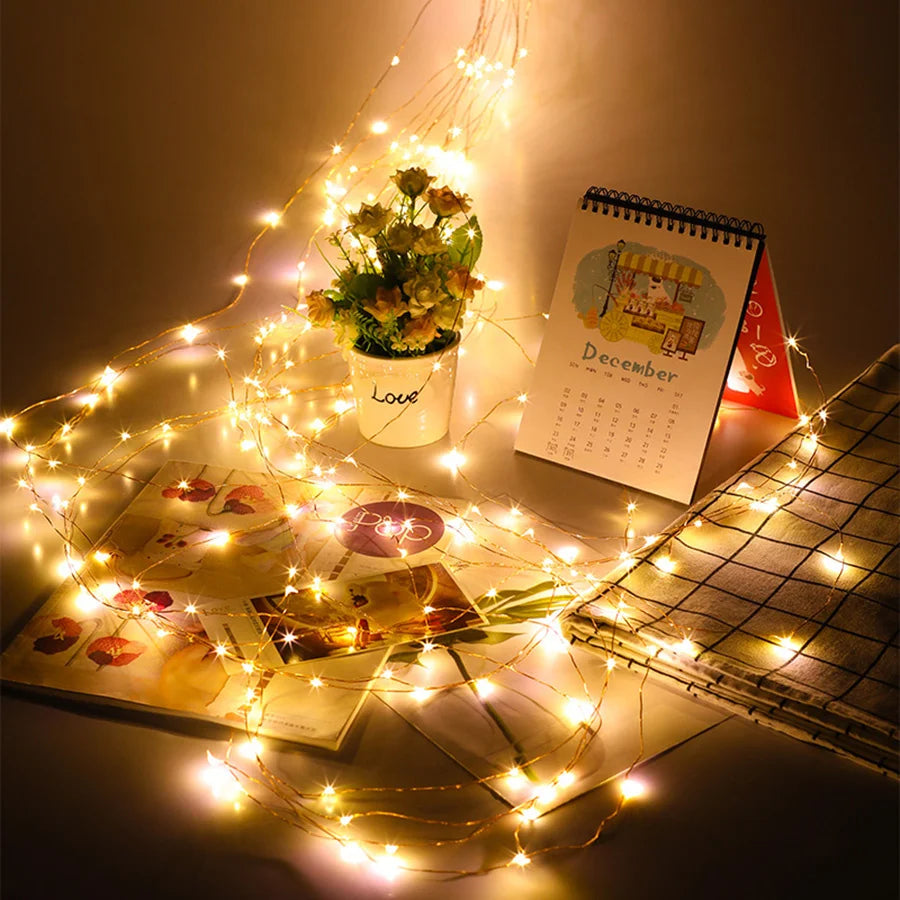 New 100/200LED Copper Wire Tree Vine Waterfall String Lights