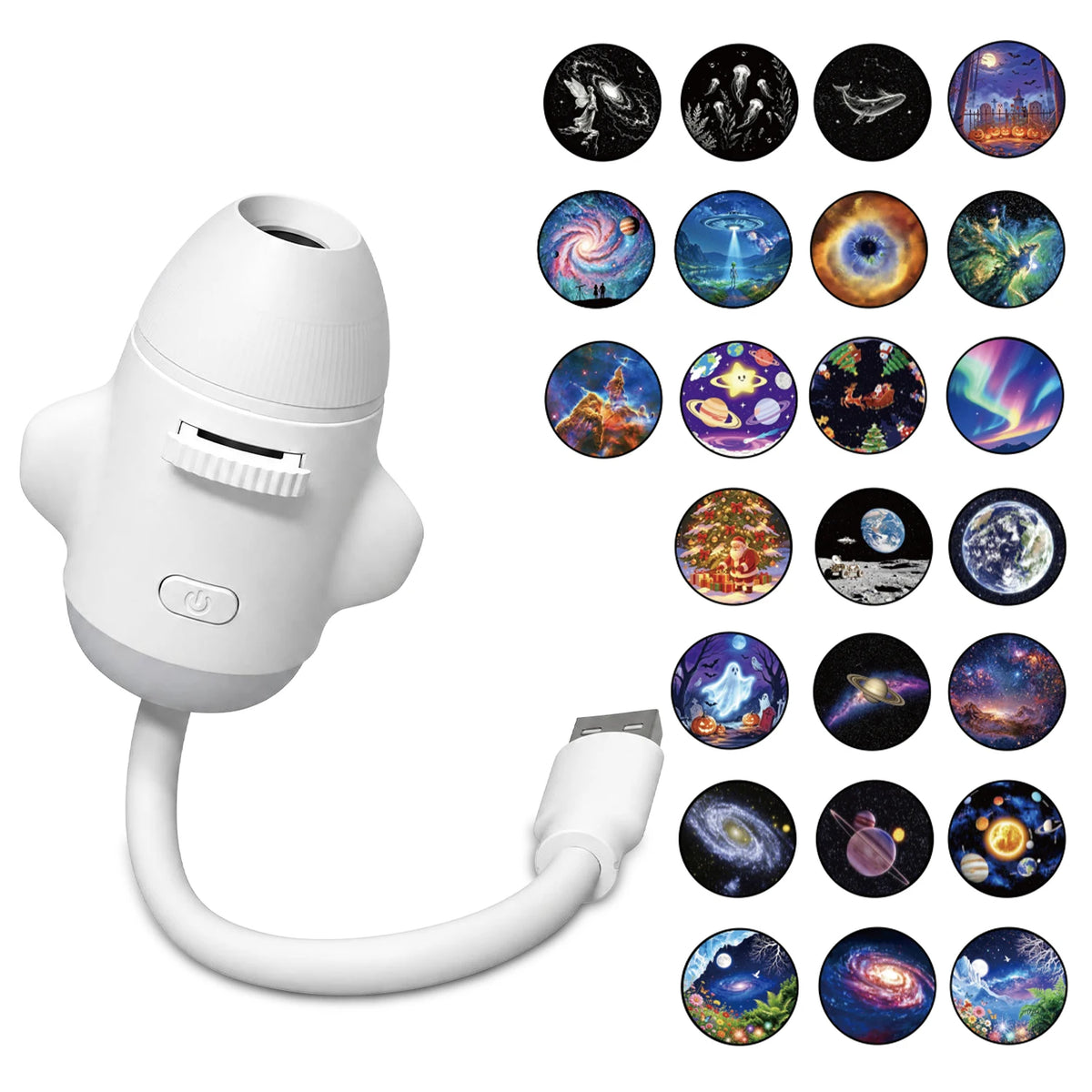 2-in-1 USB Galaxy Projection Light Adjustable Focus Ambient Star Projector Lights Car Projection Lamp Space Moon Night Light