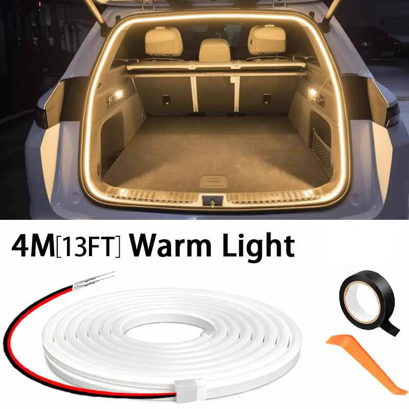 Car High Brightness Trunk Lighting Ambient Light Interior Decoration LED Wiring Free Automatic Sensing Tailgate 2/4M Light Strip