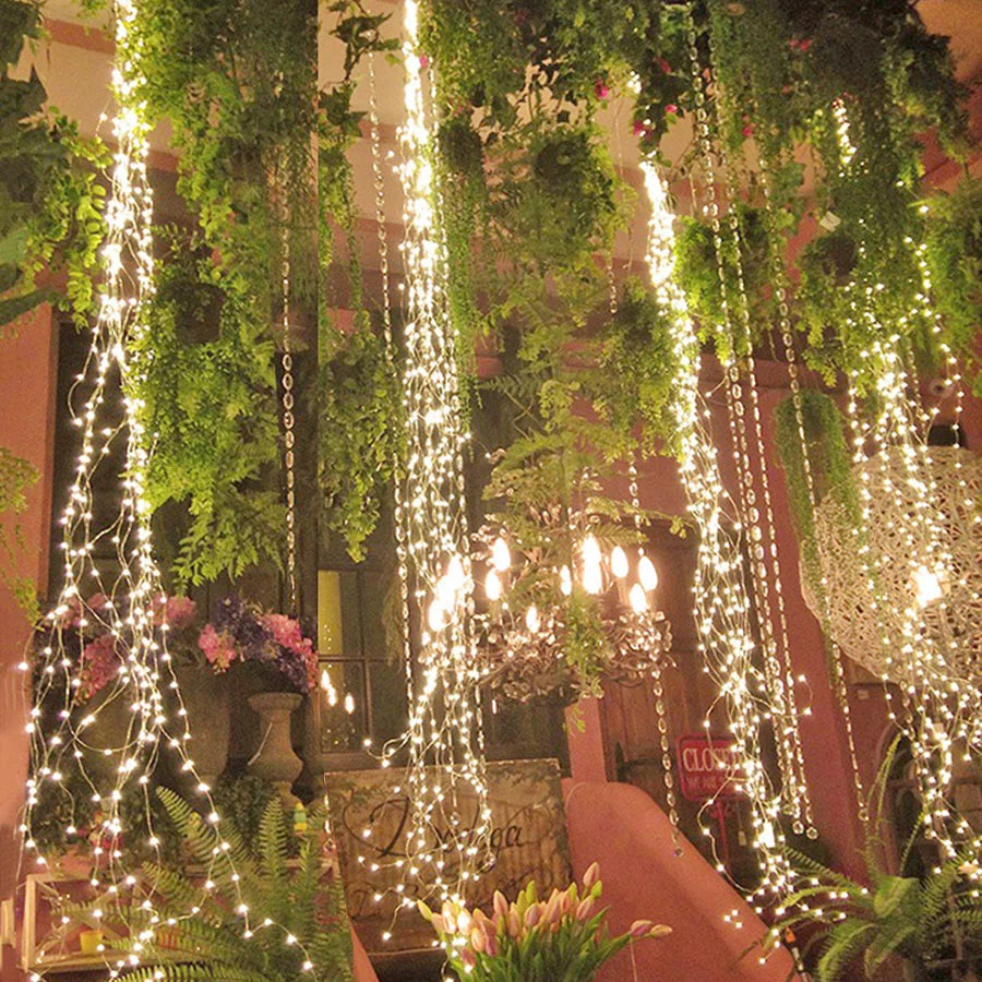 New 100/200LED Copper Wire Tree Vine Waterfall String Lights