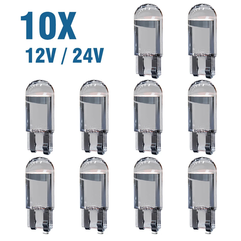 10pcs New W5W LED Canbus T10 Car Lights COB Glass Interior L