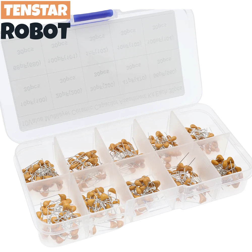 300pcs 10value 50v 10pf 20pf 30pf 47pf 56pf 68pf 100pf 1nf 1