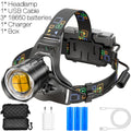 Powerful XHP100 Led Headlamp Zoomable USB Rechargeable Headlight Waterproof Output 18650 Head Torch Fishing Flashlight Camping