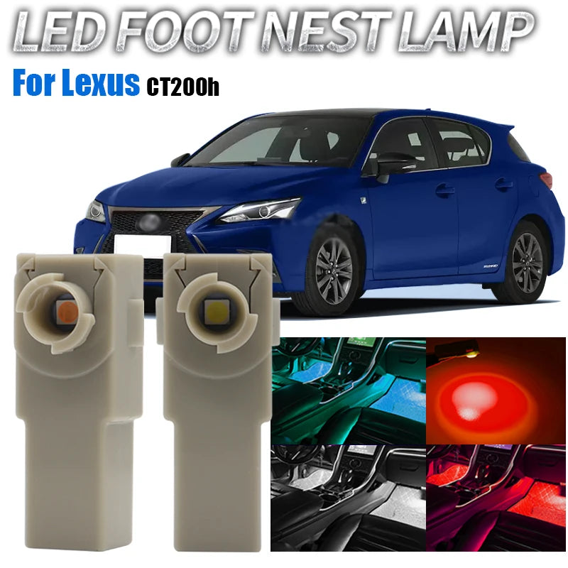 2Pcs Car Interior LED Signal Foot Light Ambient Lamp Indoor 