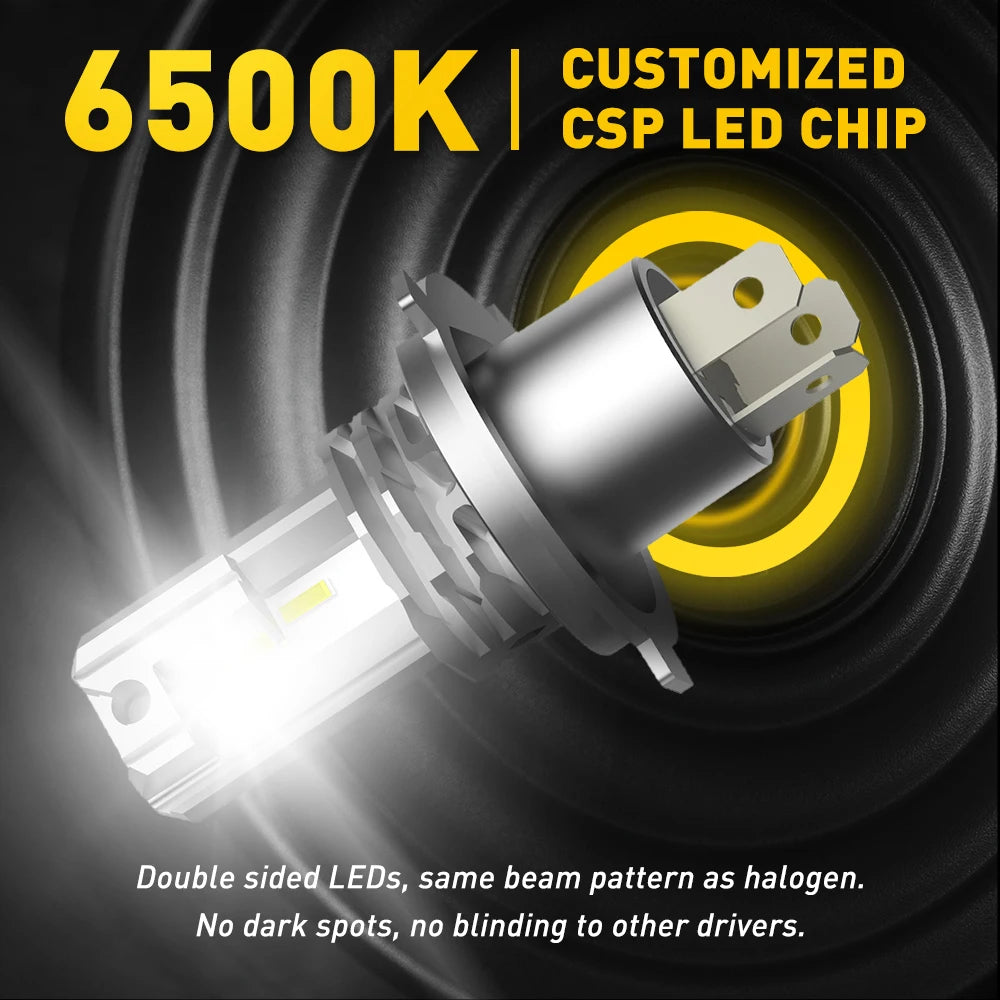 1/2Pcs AUXITO H4 LED Car Headlights Canbus High and Low Beam