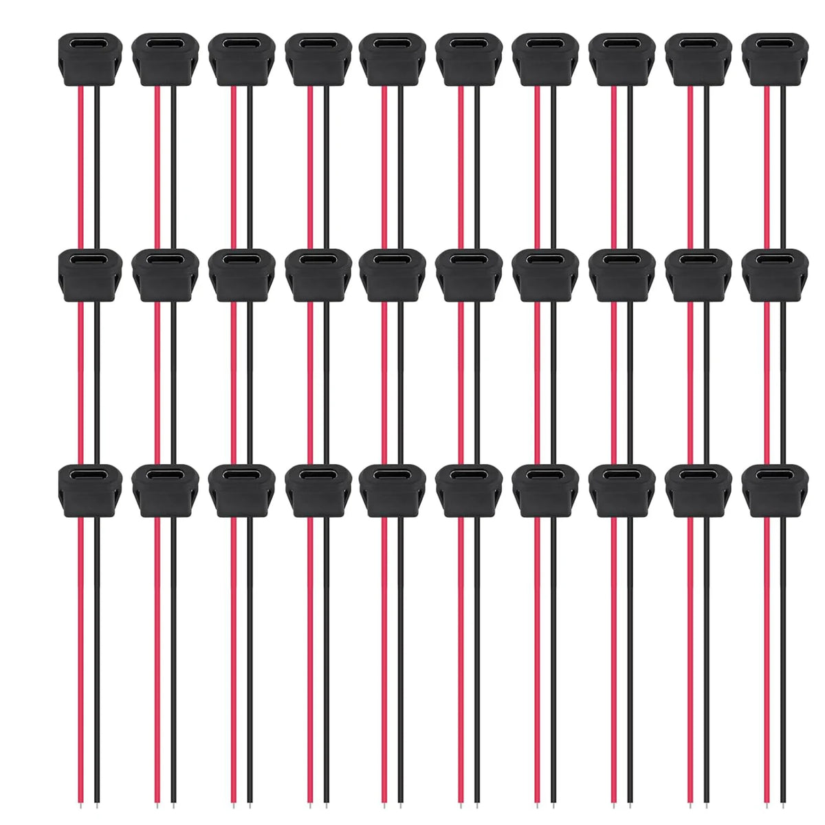 30pcs Type-C Female Chassis Waterproof 2P Solder Wire Type U