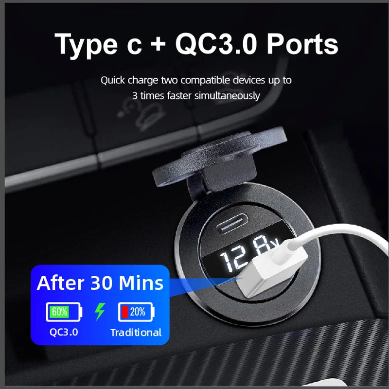 Usb socket in the car Quick Charge PD 3.0 Power Outlet with 