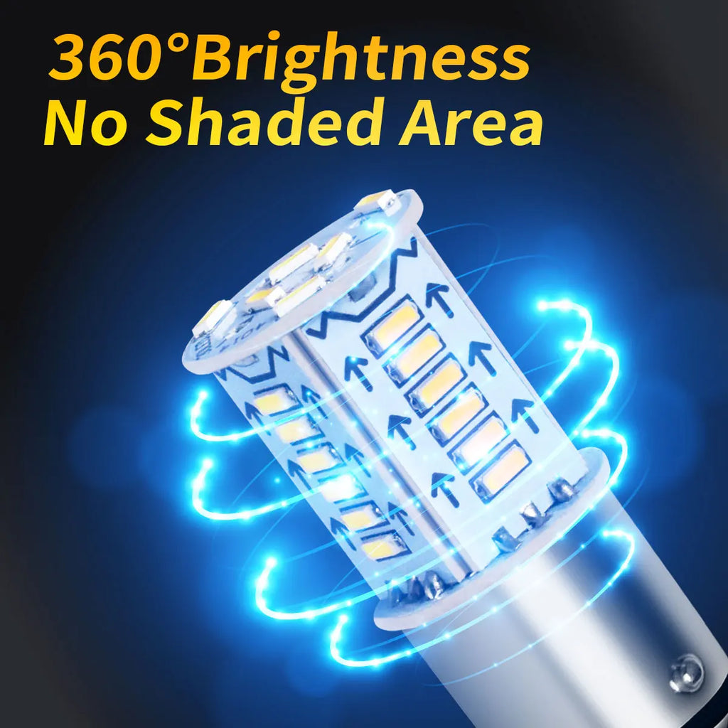 2 Pcs 1157 BAY15d P21/5W 12V/24V 4014 LED Chips Flicker Bulb