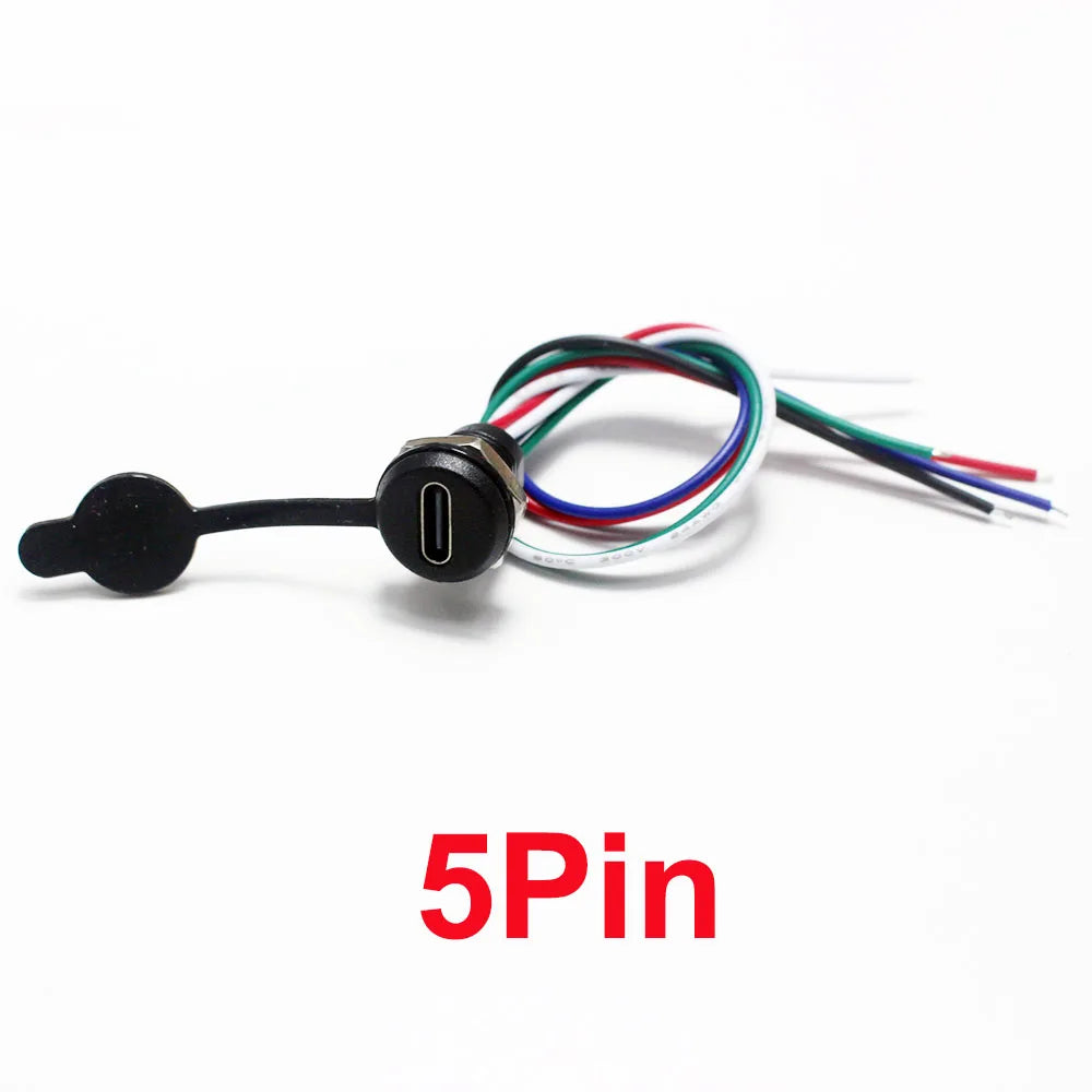 1pcs USB Type C Connector Type-C Waterproof with Nut Locking
