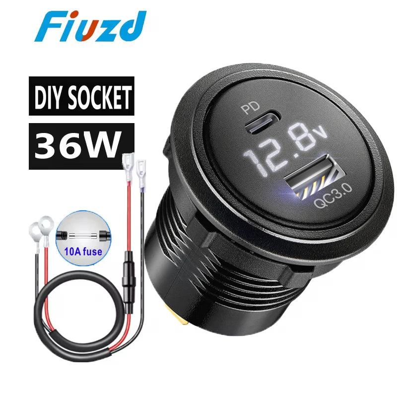 Quick Charge 3.0 usb port socket for car Dual USB Fast Car Charger Socket Accessory 12V/24V QC3.0 Power Socket with LED Light
