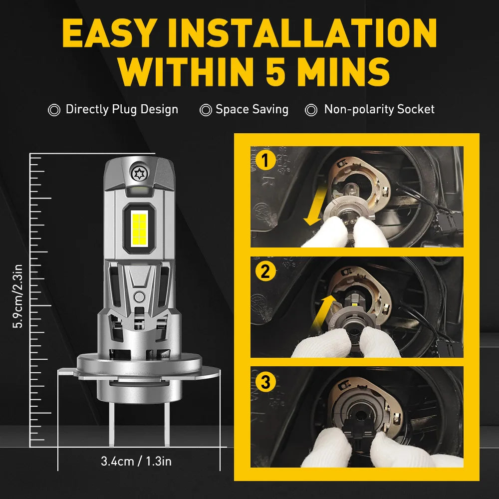AUXITO 2x Canbus H7 LED Bulb 22000LM 120W Error Free 1 1 Min