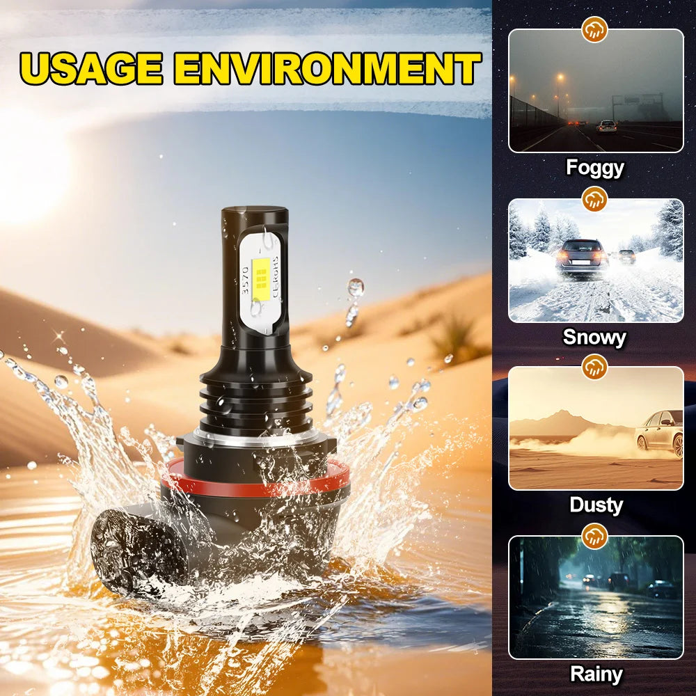 2Pcs LED Lamps 3-PINS LED Headlight Bulb 6000K 90W 34901-HR3