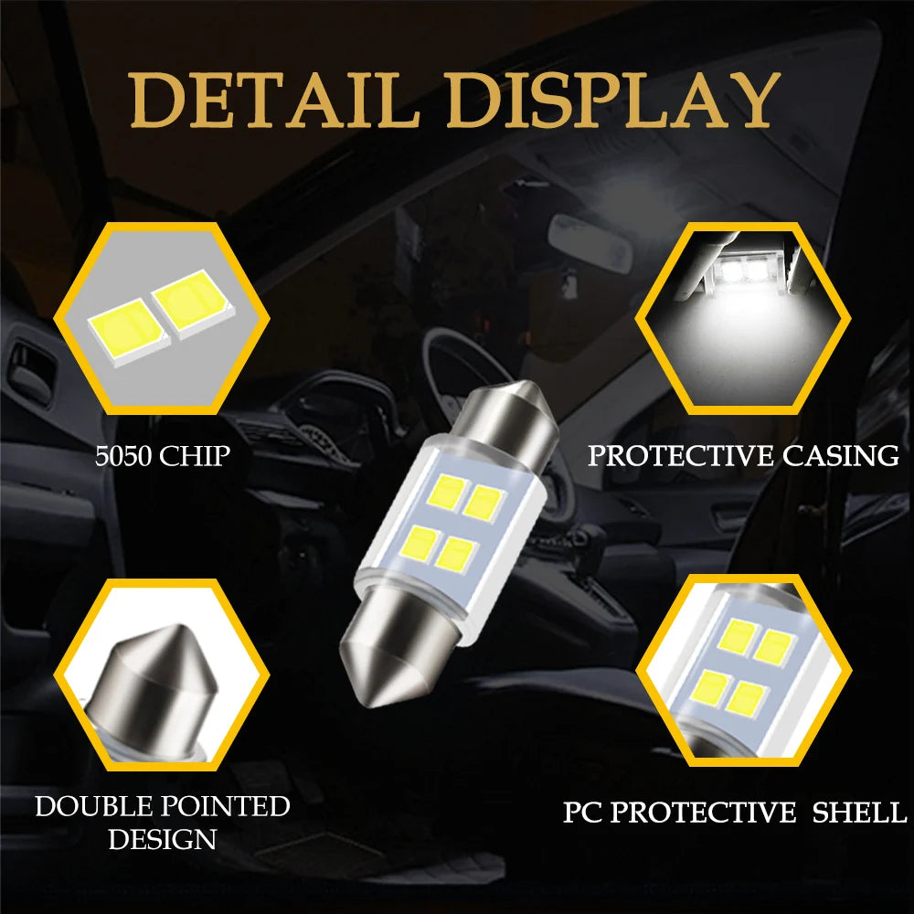 4pcs DE3175 LED Festoon Bulbs - 31mm 1.22in DE3022 Car Inter