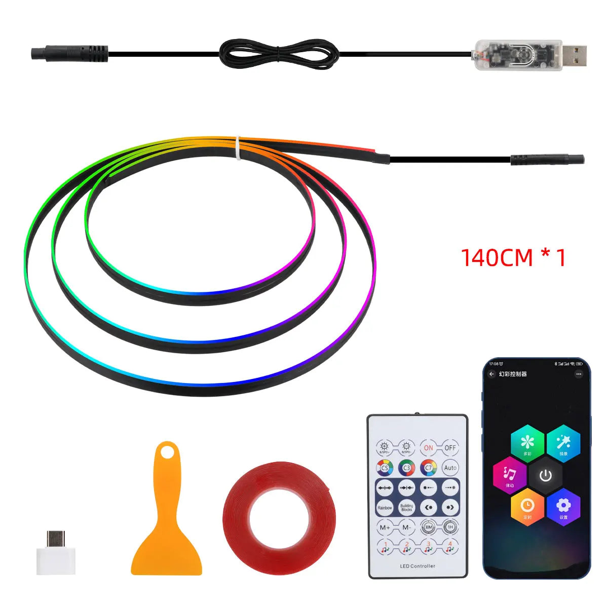 10 in 1 Car Interior Acrylic LED Ambient Lights For Tesla USB APP Remote Control RGB Symphony Atmosphere Lamp with Cigar Lighter