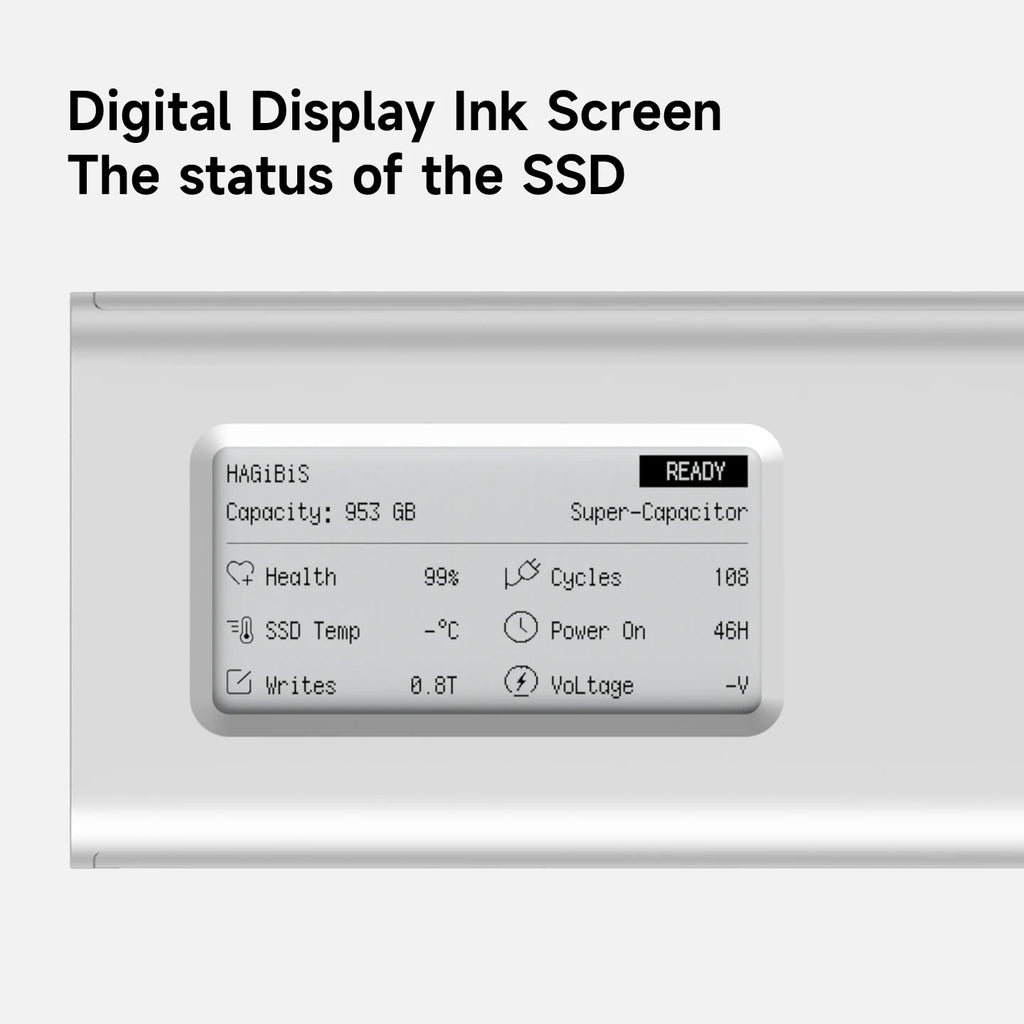 Hagibis M.2 NVMe SSD Enclosure with E-Ink Display 10Gbps Ink