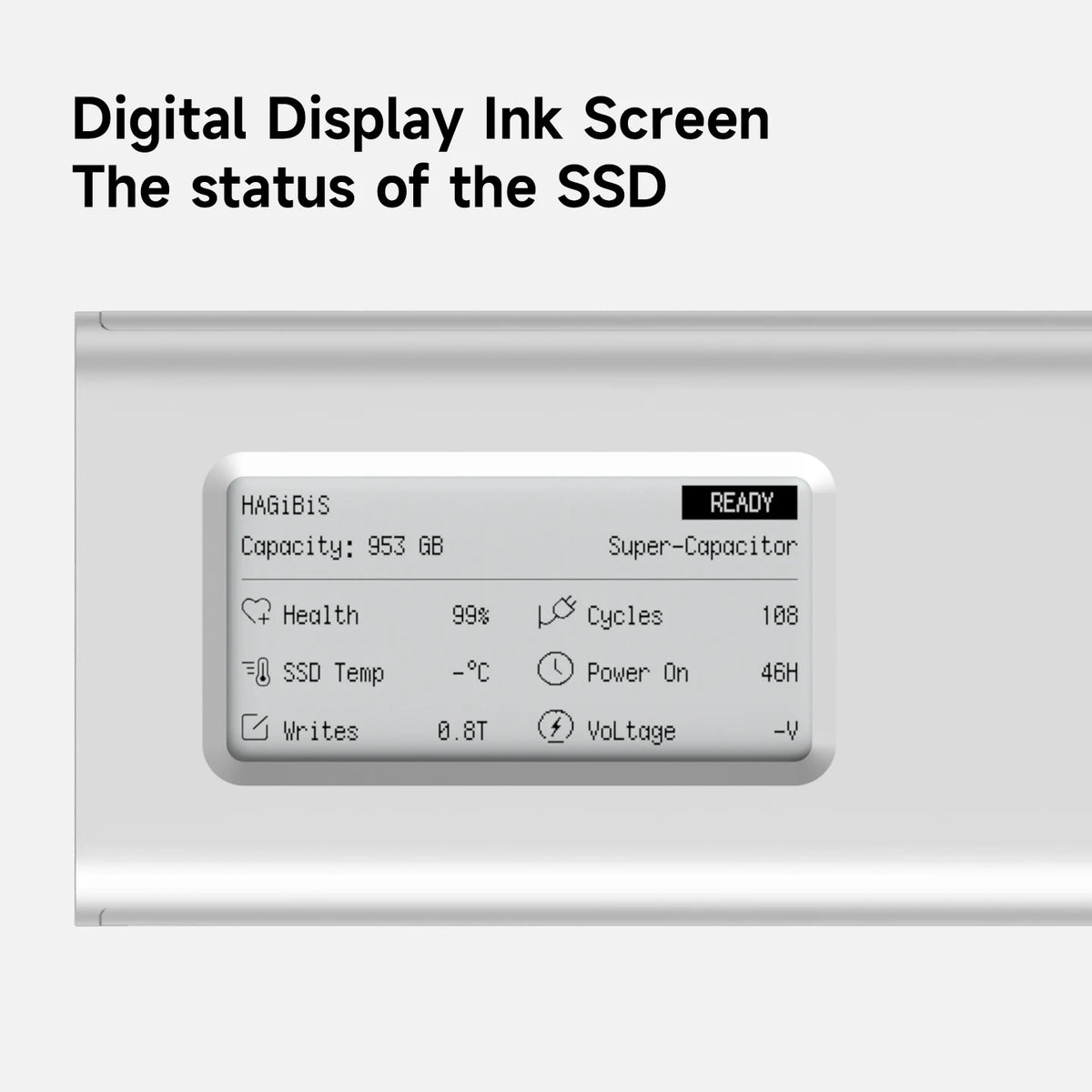Hagibis M.2 NVMe SSD Enclosure with E-Ink Display 10Gbps Ink