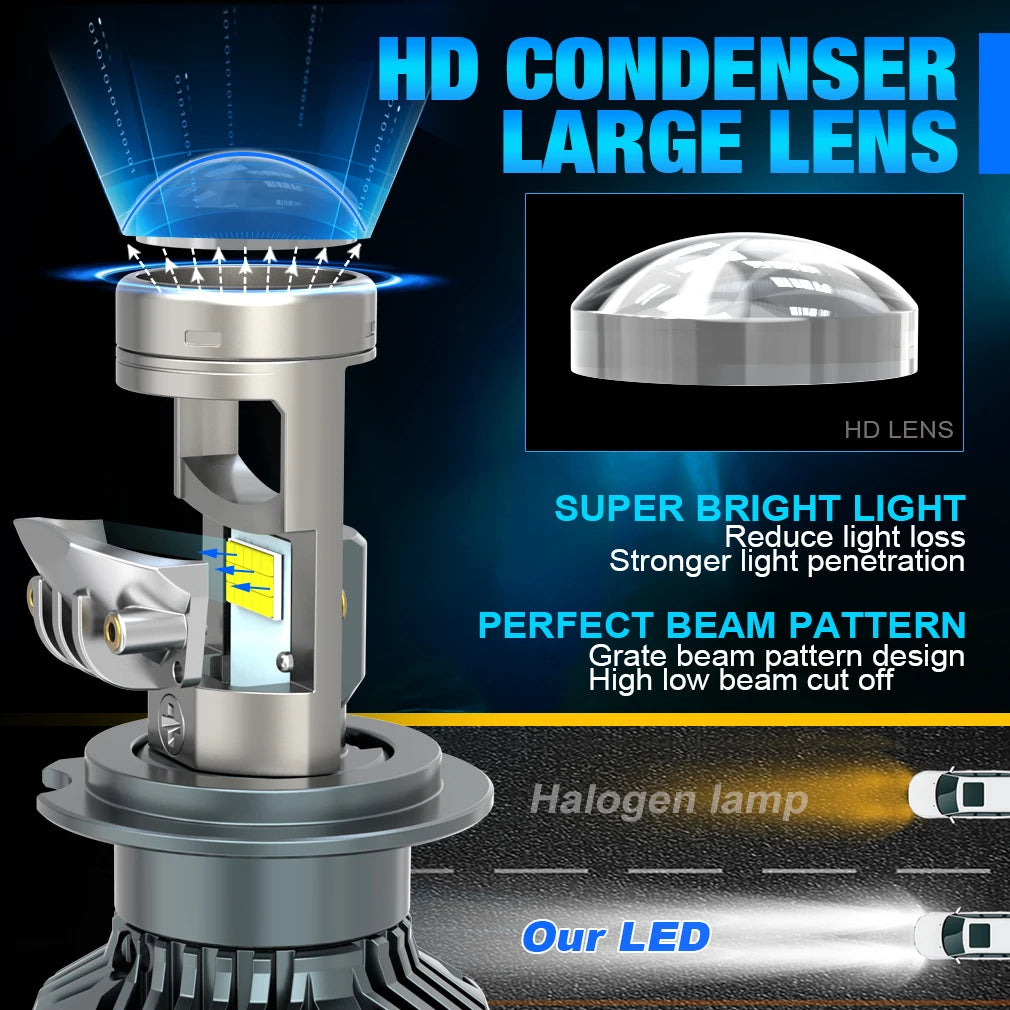 XSTORM H7 LED Projector Lens Headlights H4 H11 9005 9006 LED