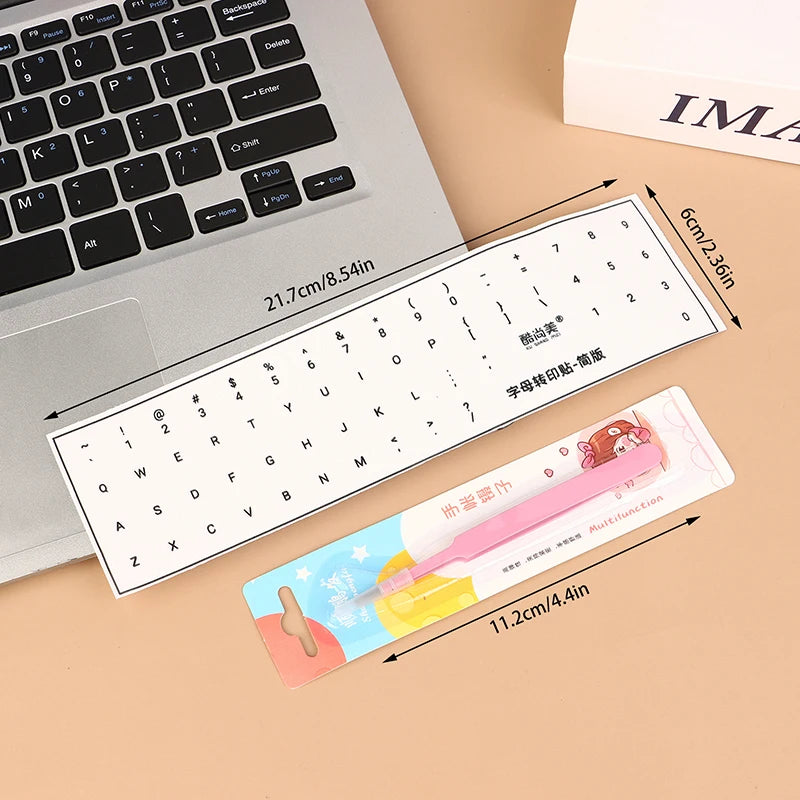 Korean German Transparent Tear Off Keyboard Stickers Universal Laptop Desktop Single Film Engraved Keycap Replacement Sticker