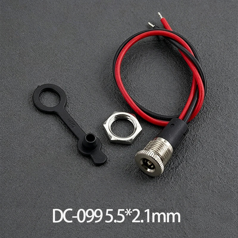 1Set Waterproof C-022B DC-022X DC-099 D5.5 2.1mm/2.5mm DC Power Jack Socket Female Panel Mount Connector MetalWith Nut Snap