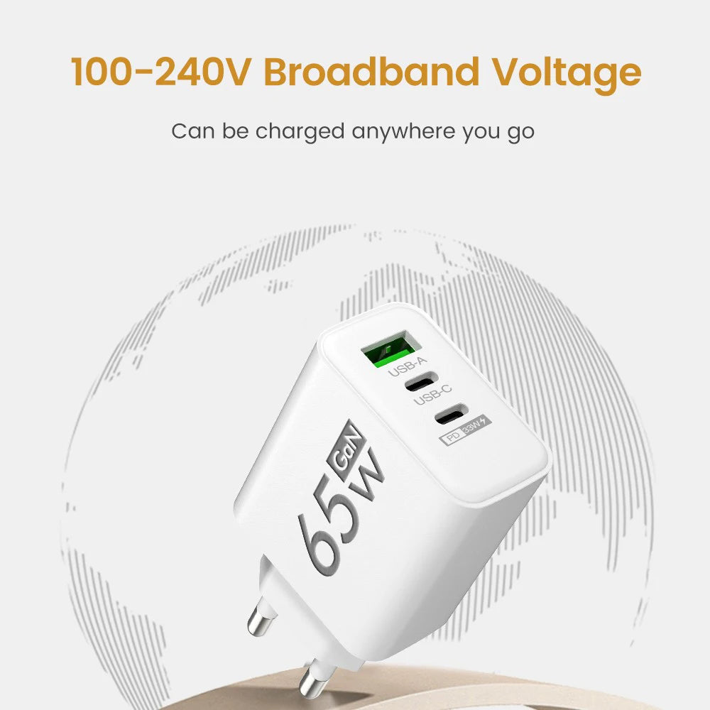 65W USB Type C Charger PD Fast Charging Mobile Phone Quick C