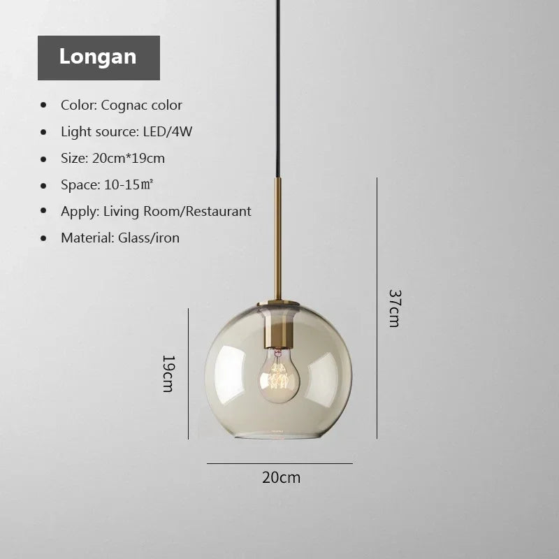 Nordic LED High quality glass pendant light Gold coloured head Various shapes of glassBedroom Living Room Restaurant Corridor