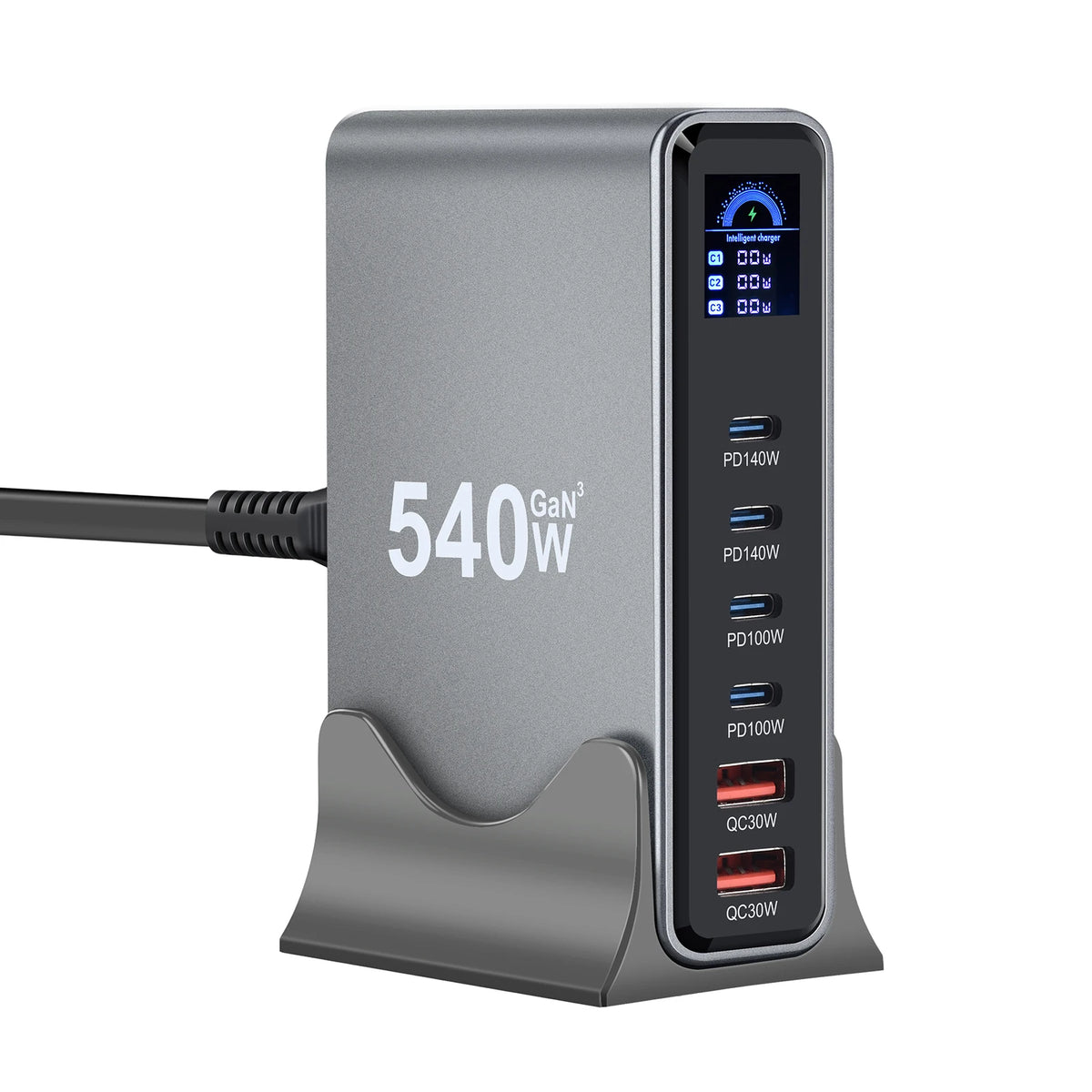 New 540W Desktop GaN Charging Station with Display Multi-por