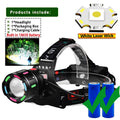 KENSUN High-Power LED Headlight USB Charging Zoom Head Flashlight Waterproof Lantern Outdoor Camping Fishing Waterproof 100000L