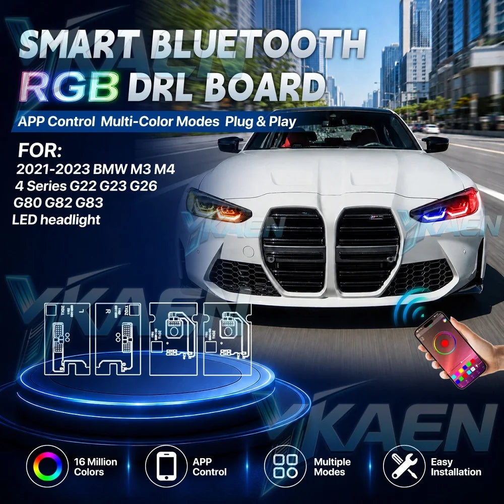 DRL LED Boards For 2021-2024 BMW M3 M4 G22 G23 G26 G80 G82 G83 Headlight Daytime Running Lights RGB