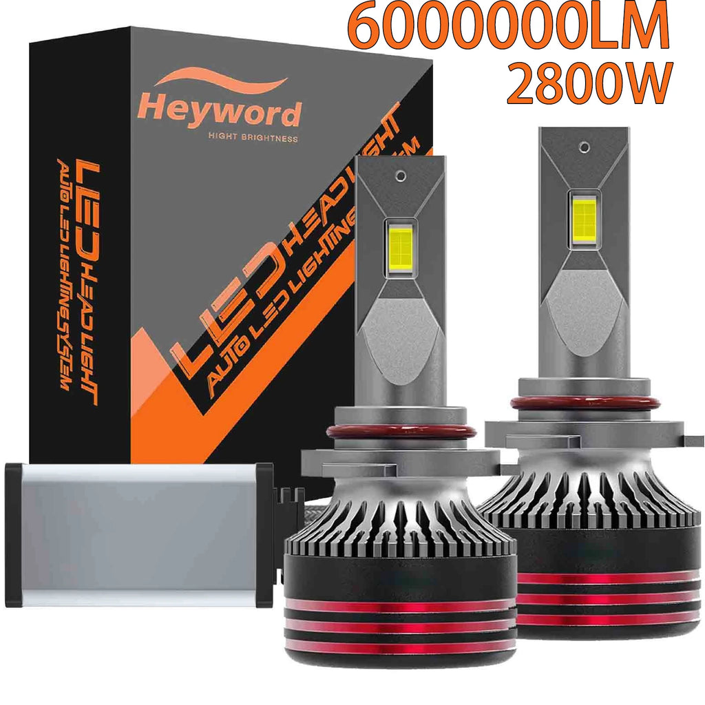 Heyword 2800W 6000000LM M8ProH7 H11 H1 H4 Led Headlight Bulb 6000K LED HB3 HB4 Double Copper Tube Led Light Kit for Car 12V 2PCS
